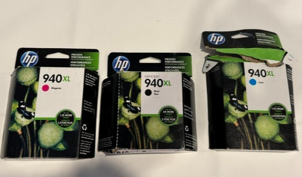 Genuine HP 940XL Ink Lot Black Cyan Magenta Sealed OEM 80 OEM Sealed Exp — photo 1